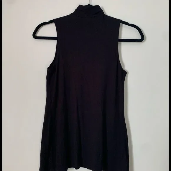Groceries Apparel Black KeyHole Mock Neck Sleeveless Top Organic Cotton Blend XS - Picture 5 of 9